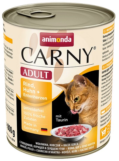 ANIMONDA CARNY Adult Wołowina, kurczak i kacze serca puszka 800g