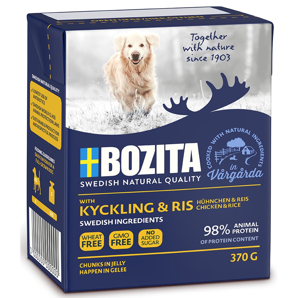 BOZITA dla psa kawałki w galarecie z kurczakiem i ryżem 370g