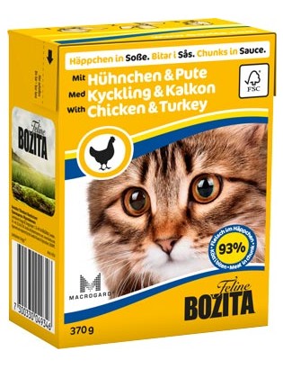 BOZITA dla kota z Kurczakiem i Indykiem kawałki w sosie kartonik 370g