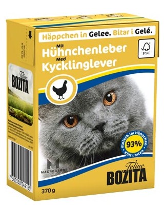 BOZITA dla kota z Wątróbką Kurczaka kawałki w galaretce kartonik 370g