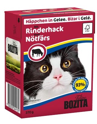 BOZITA dla kota z Wołowiną kawałki w galaretce kartonik 370g