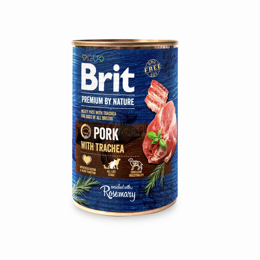 BRIT PREMIUM BY NATURE Pork & Trachea puszka 400g