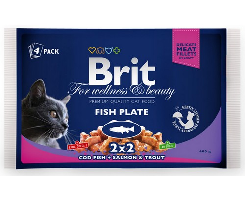 BRIT PREMIUM Cat Adult Fish Plate saszetki 4x100g