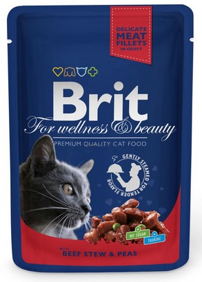 BRIT PREMIUM Cat Adult Wołowina i Groszek saszetka 100g