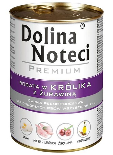 DOLINA NOTECI PREMIUM bogata w królika i żurawinę 400g puszka