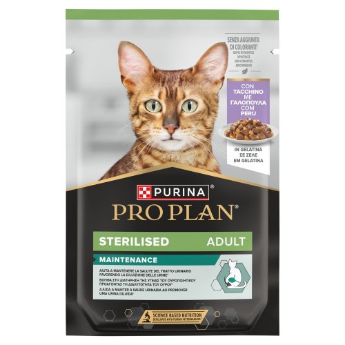 purina pro plan sterilised nutrisavour z indykiem 85g pełnoporcjowa karma mokra dla kotów po zabiegu sterylizacji.