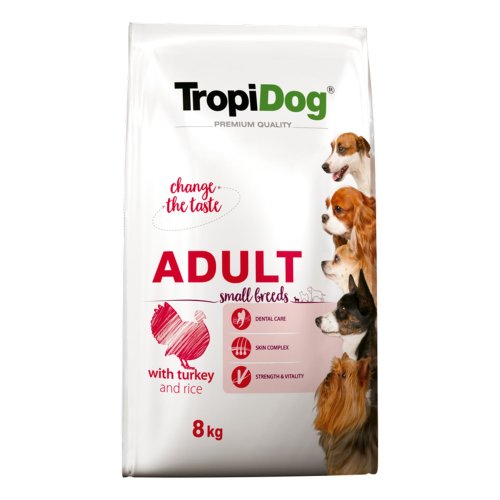 tropidog premium adult small turkey & rice 8kg karma dla małych ras z indykiem i ryżem